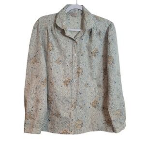 Vintage H Bar C Ranchwear Women Floral Western Button Down Shirt Size 38 Large